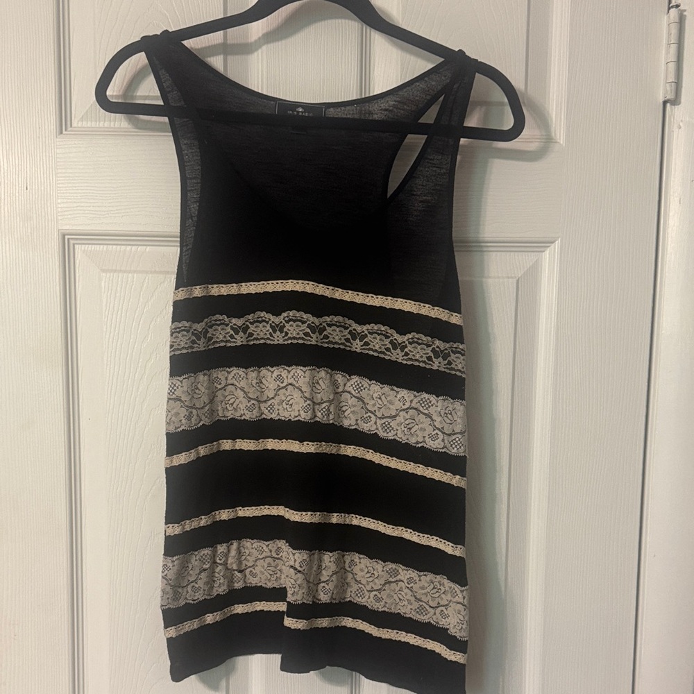 Iris Basic Black Lace Fitted Tank Top